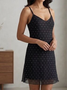 Coquette Sheer Black & Silver Sparkle Chemise Nightie O/S S/M